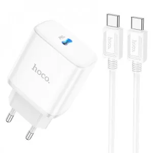 Incarcator de retea Hoco C104A Stage + Cablu USB-C to USB-C (PD20W) [White]